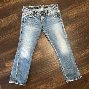 Silver crop Jeans